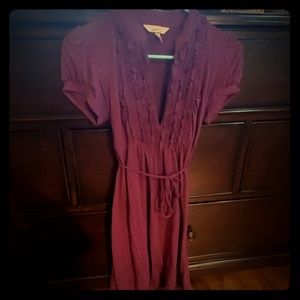 SALE - Royal Purple Dress - V Neckline w/ ruffle